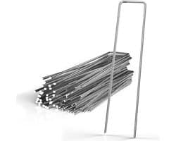 Intirilife 100 x grondanker 150 x 25 x 2,7 mm gemaakt van gegalvaniseerd roestvrij staal - onkruidvlies bevestiging grondnagel weerhaak — afbeelding 1