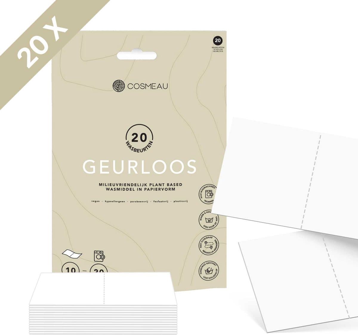 Natuurlijke Wasmiddel Wasstrips 20 Wasbeurten - Geurvrij Geurloos - Wasvellen - Wasdoekjes - Detergent Sheets - Proefpakket — afbeelding 1