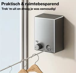 Dutchers® Waslijn Uittrekbaar - * - Roldrooglijn - Wasdraad - Enkele Lijn - Ruimte Besparend - 4,2M - Zwart — thumbnail 2