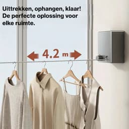 Dutchers® Waslijn Uittrekbaar - * - Roldrooglijn - Wasdraad - Enkele Lijn - Ruimte Besparend - 4,2M - Zwart — thumbnail 4