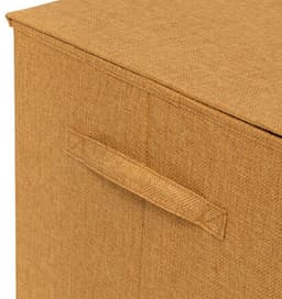 5Five Eureka sorteer wasmand - 74 liter - okergeel - 37 x 37 x 60 cm - MDF/Polyester stof - met afsluitklep — thumbnail 4