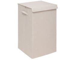 5Five Eureka sorteer wasmand - 74 liter - beige - 37 x 37 x 60 cm - MDF/Polyester stof - met afsluitklep