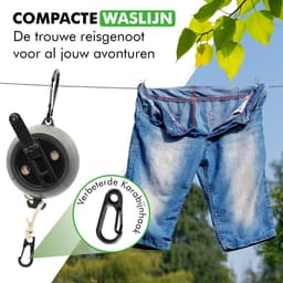 Travelhawk Uitschuifbare Waslijn - Waslijn Uittrekbaar - Drooglijnen - Roldrooglijn - Waslijndraad 10 meter - Drooglijn Oprolbaar - Waslijn Camping - Wasdraad — thumbnail 2