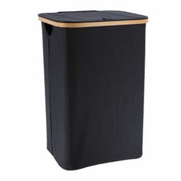 Tendance Wasmand met deksel - bamboe hout - 70L - zwart - 60 x 40 x 30 cm - was sorteren — thumbnail 1