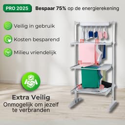 DreamGoods Elektrisch Droogrek PRO - Instelbare Temperaturen & Timer - Duurzaam Drogen - Verwarmd Droogrek - Elektrische Droogrek - Elektrisch Wasrek - Electrisch - Inklapbaar - Droogrek met Verwarming - Elektrische Droogrek Energiezuinig — thumbnail 2