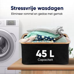 DARI. Opvouwbare Wasmand 45L – Heupwasmand – Wasmanden – Opbergmand – Wasbox – Bamboe – Zwart — thumbnail 3