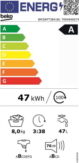 Beko BM3WFT3841B1 - EnergySpin - Wasmachine - 8 kg — thumbnail 2