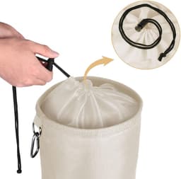 Goodivery ® Wasknijperzak ophangen, voor maximaal 150-200 wasknijpers, grote waterdichte wasknijperzak met trekkoordsluiting, voor binnen en buiten, opbergen, beige, beige — thumbnail 5