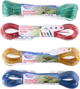 Lifetime Clean Waslijn - 20 meter - PVC - goudgeel - drooglijn / waslijndraad - wasgoed ophangen - met 2 haakjes — thumbnail 3