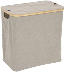 5Five Wasmand dubbel compartiment - polyester - met deksel - beige - 53 x 33 x 54 cm - 80 liter - Tidy Box - Opvouwbaar — thumbnail 1