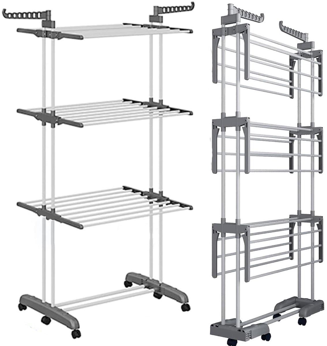 ApexArte® Wasrek Inklapbaar - Droogrek Staand - Wasdroger - Wit en Grijs — afbeelding 1