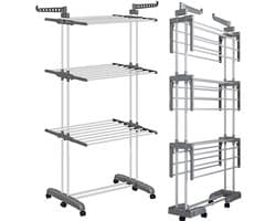 ApexArte® Wasrek Inklapbaar - Droogrek Staand - Wasdroger - Wit en Grijs