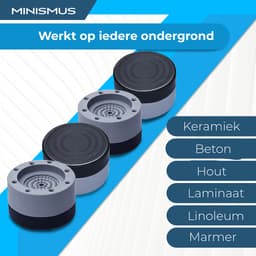 Minismus Wasmachine Verhoger Set van 4 stuks - Zwarte demper Pads - Antislipmatjes - 3,5 CM - Antislip Wasmachine Voeten - Trillingsdempers Wasmachine - Geluidsdemper Wasmachine - Anti Vibratie Wasmachine - Anti Vibratie Pads - Wasdroger Verhoger — thumbnail 3