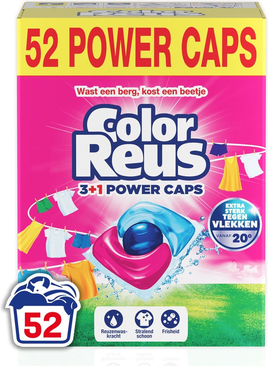 Color Reus Power Cap - Wasmiddel Capsules - Gekleurde Was - Voordeelverpakking - 52 Wasbeurten — afbeelding 1
