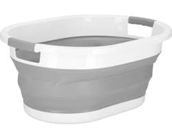 Springos Wasmand - Opvouwbare Wasmand - Ovaal - 39L - Grijs/Wit