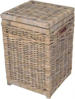 Wasmand - Vierkant - Met deksel - 40x40xH65 - Riet - Rotan — thumbnail 1