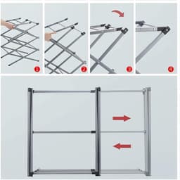 Signature Home Vigo Droogrek - wasrek inklapbaar - 3 Tier - Wasrek uitschuifbare - Metalen - Wasserij Droogrekken - Donker Grijs- 44-76cm — thumbnail 3