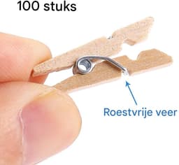 Mini wasknijpers - Duurzaam hout - 25 mm kleine houten wasknijpers - Fotoklemmen - Hobbyklemmen - 100 stuks — thumbnail 5