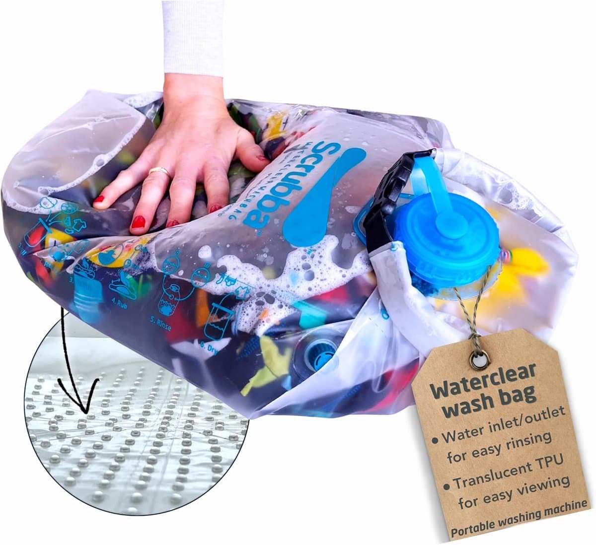 Waterclear Waszak Draagbare Wasmachine - Handig voor Reizen en Camping - 1 stuk — afbeelding 1