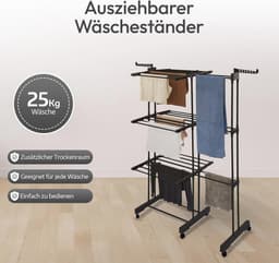 Inklapbaar droogrek met 3 niveaus en zijvleugels - Ruimtebesparend en veelzijdig voor binnen en buiten — thumbnail 2