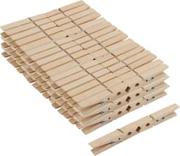 Multifunctionele Houten Wasknijpers - 100 Stuks - Natuurlijke Houtkleur voor Kleding, Notities en DIY Projecten — thumbnail 1
