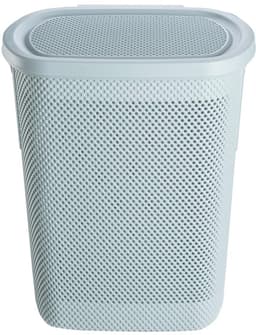 Wasmand met klapdeksel en luchtdoorlatende textiel-look - Compact en decoratief - 58 liter — thumbnail 3