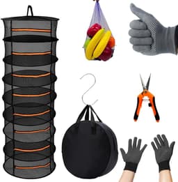 Droogrek Net 8 Lagen 17 M - Opknoping Droogrek Net Plant Met Haak - Knop Trimmen Schaar - Opbergtas en Handschoenen - Voor het Drogen van Zaden Kruiden Fruit — thumbnail 1