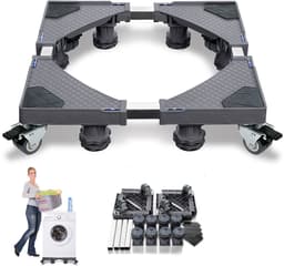 Koelkastonderstel, voetstuk voor wasmachine en droger, 45-75 cm verstelbaar, geschikt voor koelkasten, wasmachines - 8 voet met 4 wielen, grijs — thumbnail 1