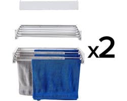 2x Foxydry Hide 71 cm Wit - Droogrek wandmontage - Intrekbare waslijn voor aan de muur - Kleur Wit - 71 x 35 x 13 cm