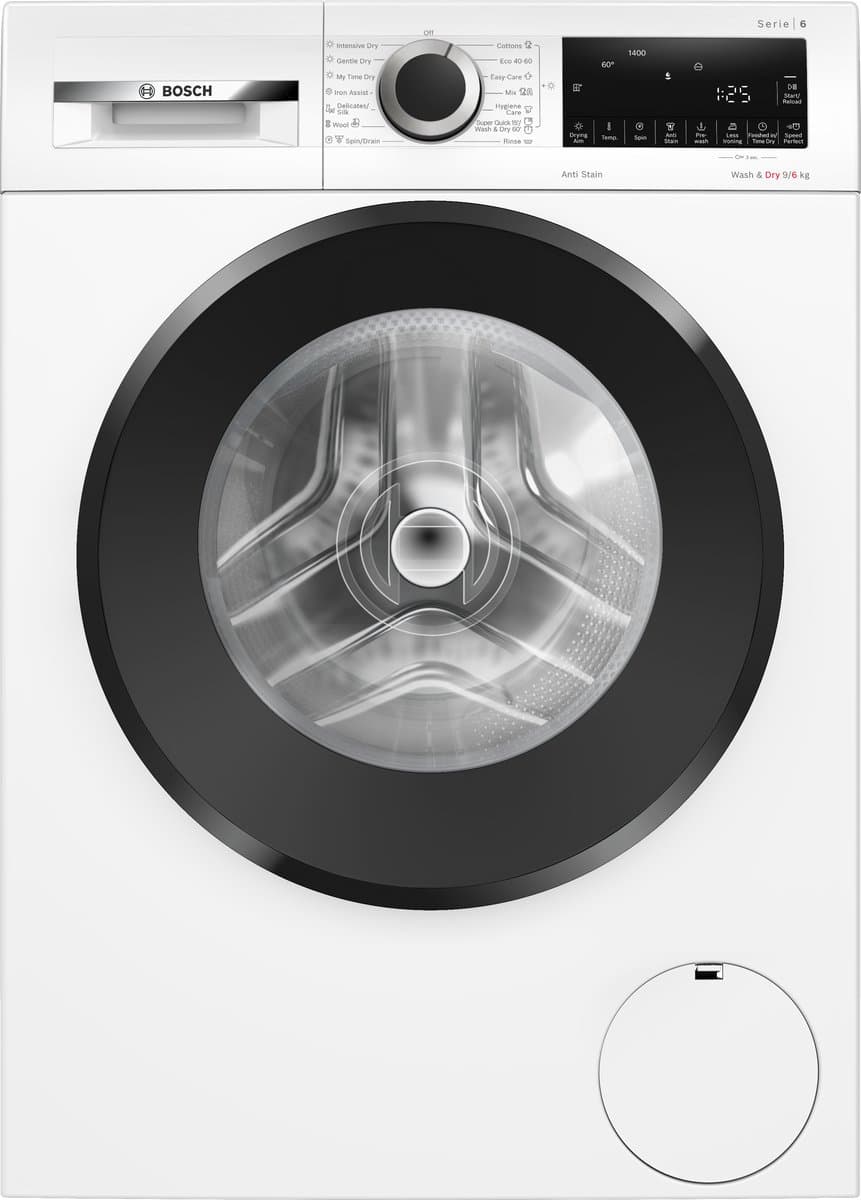 Bosch WNG24401BY - Serie 6 - Was-droogcombinatie - Extra stil - 9/6 kg - 1400 rpm - Energielabel D - Iron Assist - ENG Display — afbeelding 1