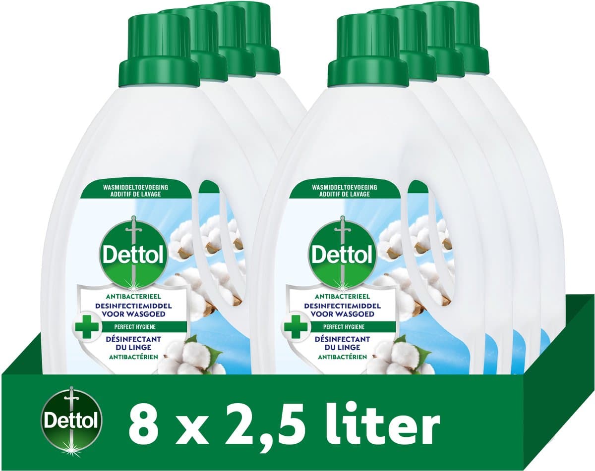 Dettol Antibacterieel Desinfectiemiddel voor wasgoed Fris - 8 x 2,5L - Wastoevoeging - Voordeelverpakking — afbeelding 1