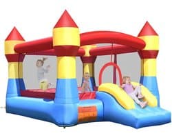 Kleurrijk Opblaasbaar Springkasteel met Glijbaan voor Kinderen - 370 x 280 x 220 cm