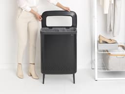 Brabantia Bo Hi Wasmand - met Deksel - 2 x 45 l - Wassorteerder - 2 Vakken - Matt Black — thumbnail 3