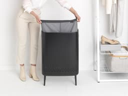 Brabantia Bo Hi Wasmand - met Deksel - 2 x 45 l - Wassorteerder - 2 Vakken - Matt Black — thumbnail 5