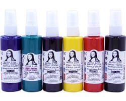 SÜDOR Textielverf Set , textile color Tie-Dye T-shirtverf Waterdicht 6 x 70ml in spuitflessen blauw, rood, geel, groen, paars, zwart (set van 6)