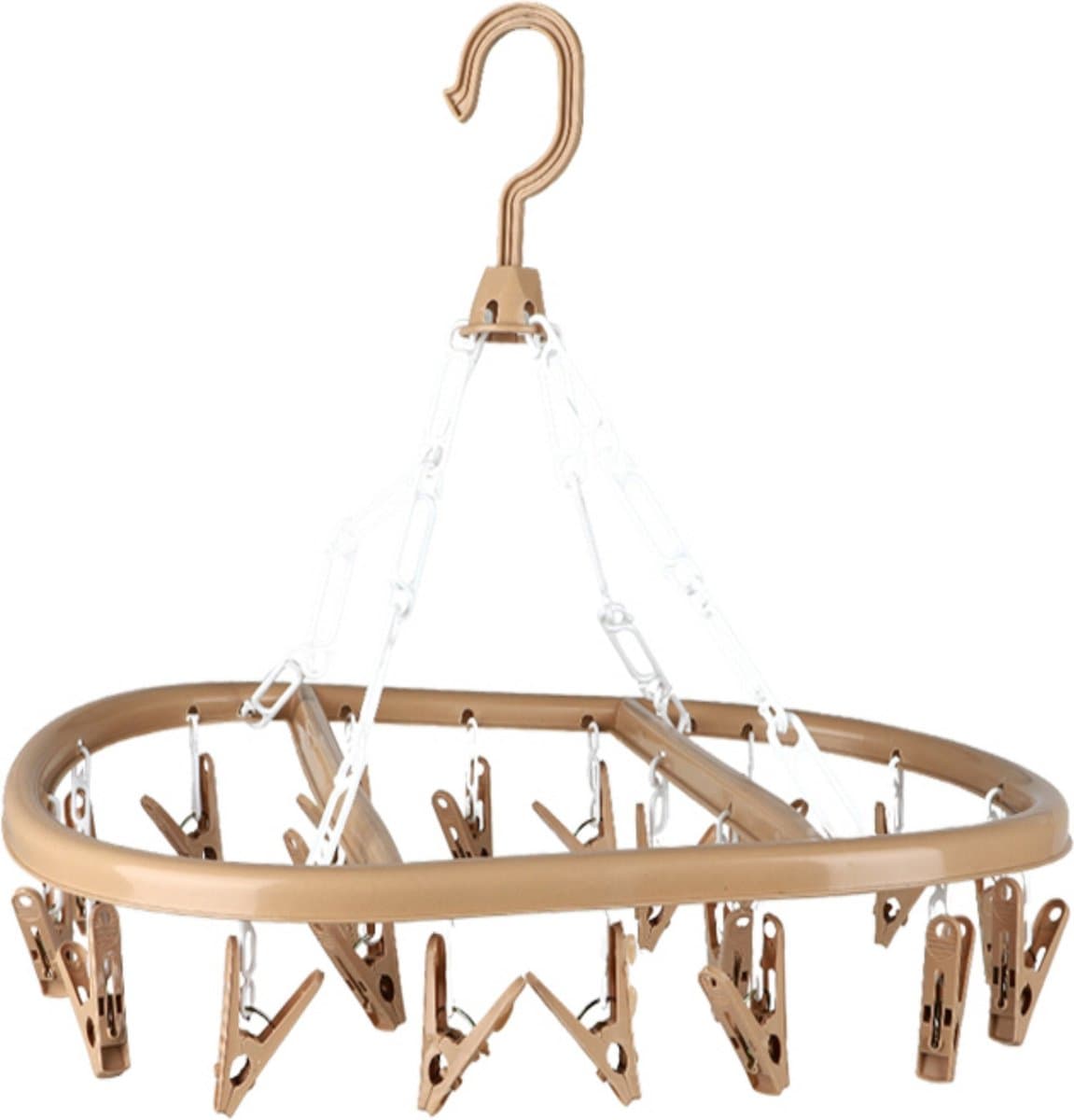 Urban Living Wasgoed droogcarrousel/droogmolen - 20 clips/knijpers - beige - kunststof - 30 x 42 cm — afbeelding 1