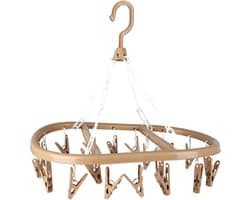 Urban Living Wasgoed droogcarrousel/droogmolen - 20 clips/knijpers - beige - kunststof - 30 x 42 cm — afbeelding 1