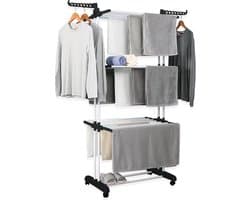 Alora Droogtoren - kleding droogrek - inklapbaar - inclusief wielen - droogtoren met wieltjes - 20m drooglengte - wit — afbeelding 1