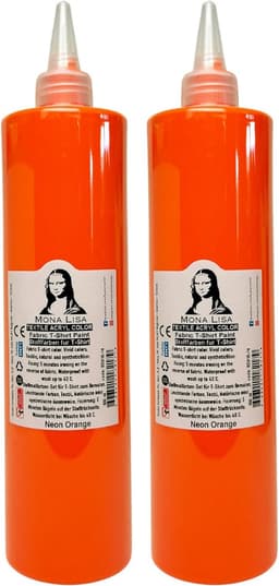 Südor Textielverf 1000 ml, neon oranje.Wasbestendige textielverf voor lichte stoffen. Wasmachinebestendig, wasbestendig. Fixatie door strijken (2 x 500 ml) — thumbnail 1
