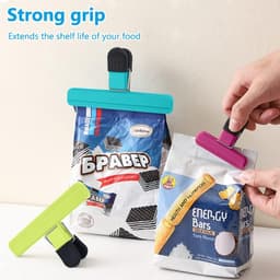 12 stuks kleine sluitklemmen, kunststof voedselklemmen, zakclips, voedselzakclips, vershouden chipclips, zakclips voor geopende snackzakken, koffie en midden van het leven (7,7 x 6,5 cm) — thumbnail 2
