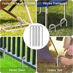 Grondanker-trampoline 6 stuks verzinkt-haringen stabiele U-vormige tentharingen - stalen bevestiging camping tenten — thumbnail 5