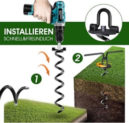 Metalen grondankers - grondanker voor trampoline gebruik met boor - campingtenten schuren trampoline schommels - 4 stuks — thumbnail 3