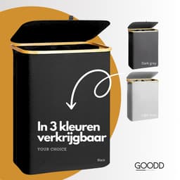 GOODD® - Wasmand - Wasmand 3 vakken - Wasmand met deksel - Wassorteerder - Licht Grijs - 160 Liter — thumbnail 3