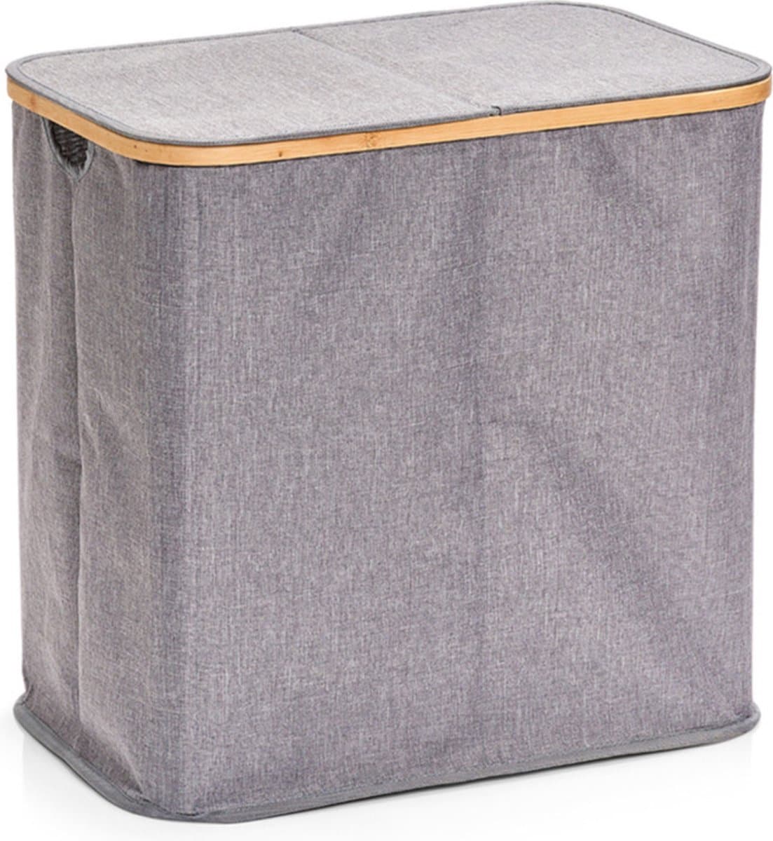 Zeller Dubbele wasmand - grijs - van stof - 53 x 33 x 50 cm - sorteer mand - wasmanden - 87 liter — afbeelding 1