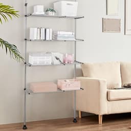 Uitbreidbare Wasplank Over Toilet Opbergrek - Plafond Badkamer Organizer - Ruimtebesparende Spanpaal - Zwart - Kleine Ruimtes Wasmachine rek — thumbnail 3