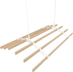 Kledingrek Plafond Katrol - Ivoor– 1.5m 6-lat plafond wasrek — thumbnail 4