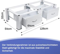Onderstel voor wasmachines en drogers met 2 lades | max. 300 kg | 126x54x32cm — thumbnail 2