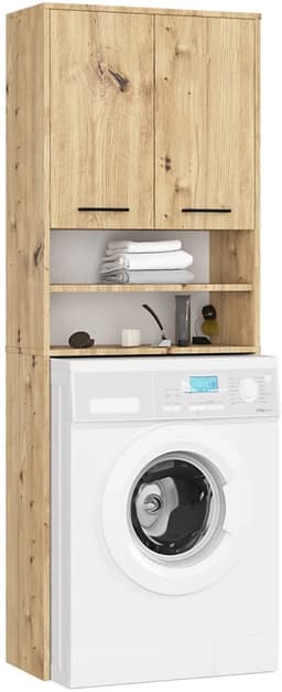 Badkamerkast voor Wasmachine FIN / Hoge Wasmachinekast met 2 Deuren / AKORD Furniture Factory / Artisan Eik / 65 x 180 x 30 cm — thumbnail 1