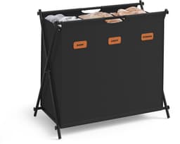 SONGMICS - Wasmand - Wassorteerder - 3 Vakken - Opvouwbaar - Labels - Wasruimte Slaapkamer - 135L — thumbnail 1