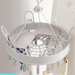 Opvouwbare Wasrek Met 24 Clips - Rond - Kunststof - Draagbaar - Voor Sokken - Handdoeken - Ondergoed En Babykleding - 32.5x32.5x33 cm — thumbnail 2